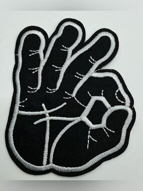 EMBROIDERED IRON OR SEW ON PATCH A OK HAND SYMBOL